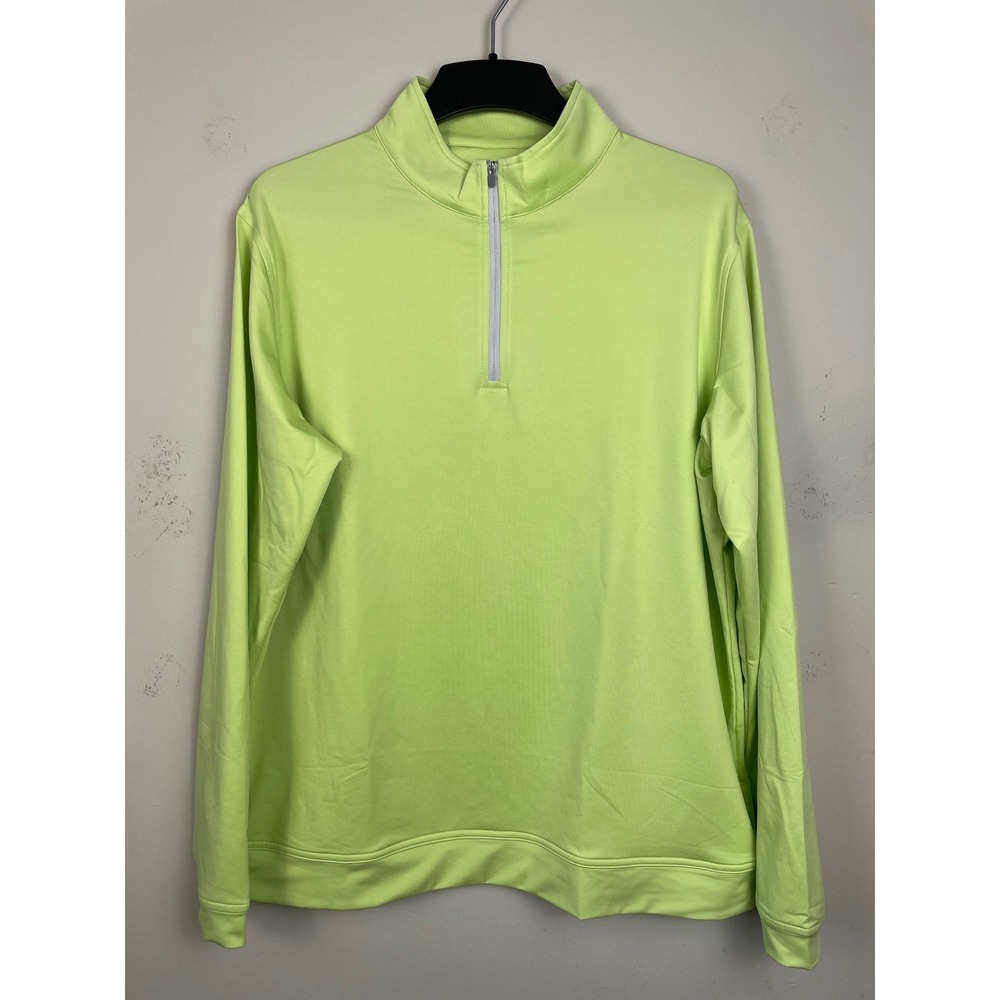 Peter Millar Perth Melange 1/4 Zip Sweater XL Crown Sport Spritzer Lime Green - Picture 3 of 10